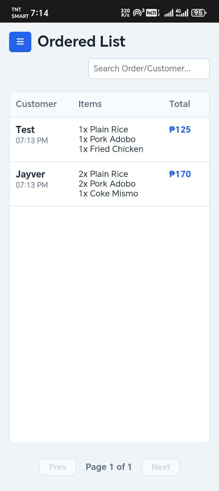 Karenderya POS Main Interface