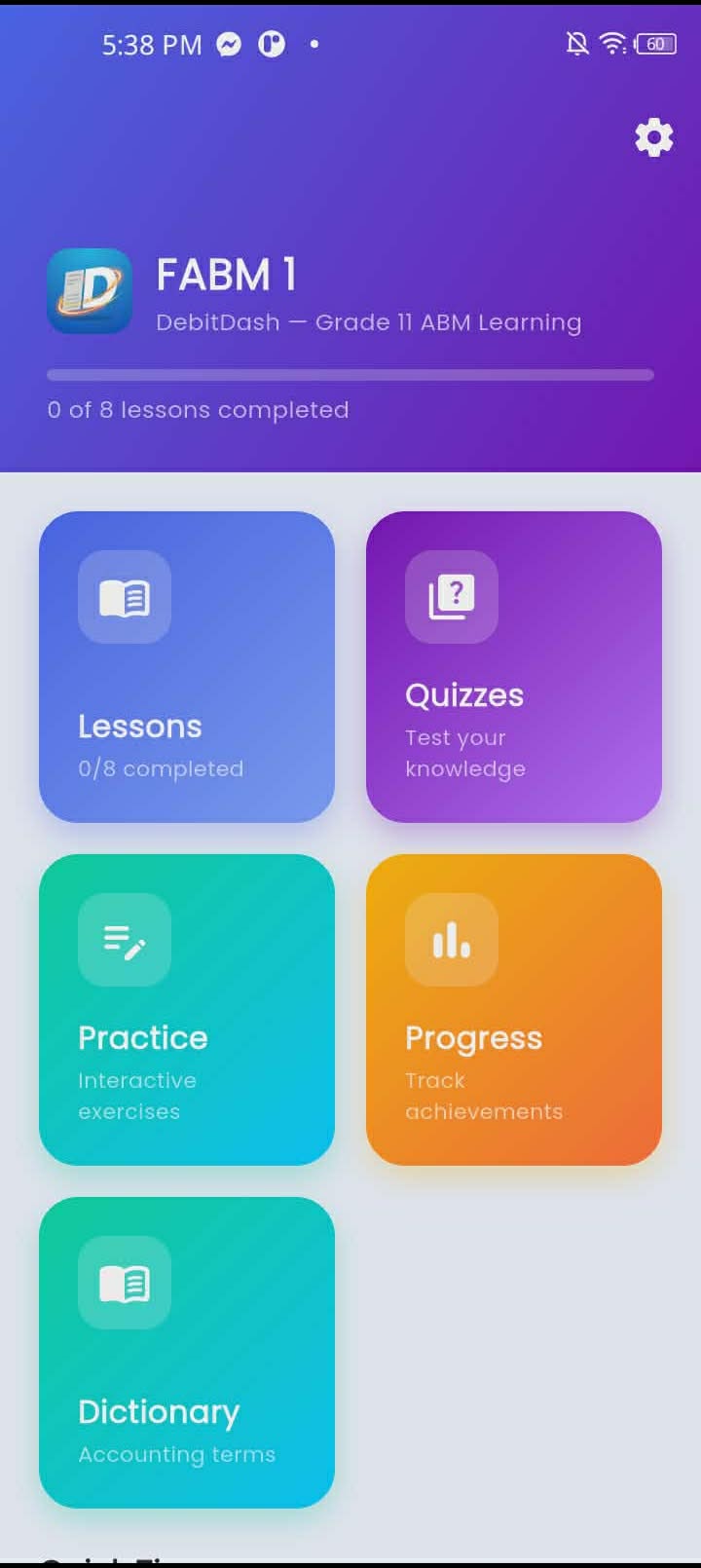 ABM Interactive Learning App Interface